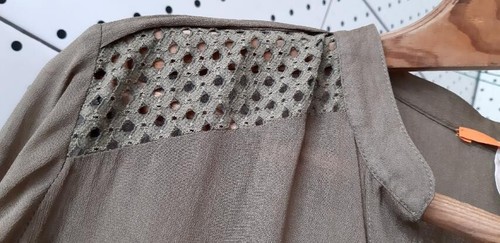 Camicia donna BOSS Hugo Boss traslucida sciolta oliva regolabile manica lunga US-8 - Foto 5 di 22