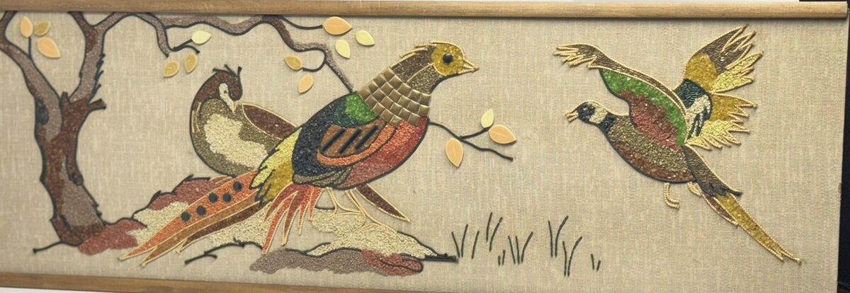 Mid Century Modern Bird Peacock Pheasant Mosaic Pebble Mid Century Modern Bird Peacock Pheasant Mosaic Pebble