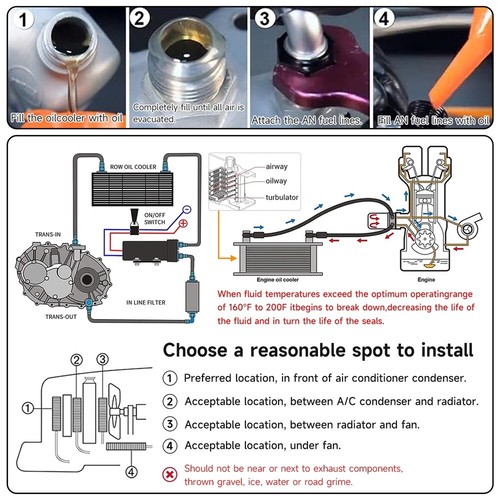 19 Reihen AN8 gestapelter Plattenölkühler 6AN Adapter Universal Aluminium Kühler - Picture 6 of 8