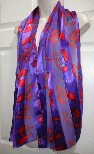 Red Hat Club Neck Scarf Purple and Red Vintage New - Picture 5 of 15