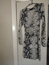 PRETTY LITTLE THING stretch polyester/elastain tie front dress size 8 ex cond