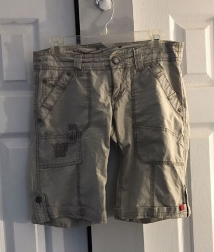 Pantalones cortos de carga EDC by Esprit bordados caqui 7 bolsillos bucles múltiples EU 34 de colección - Imagen 1 de 8