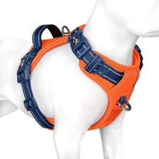 PHOEPET No Pull Dog Harness, MED- Reflective Orange, Adjustable,  Open Box