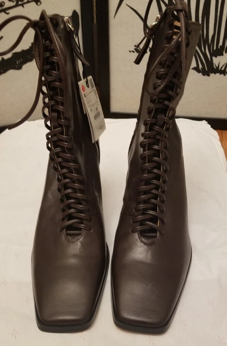 Zara brown lace up boots Clearance