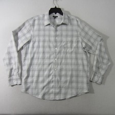 George Shirt Mens Large White Gray Button Up Long Sleeve Pocket Casual Men 1755
