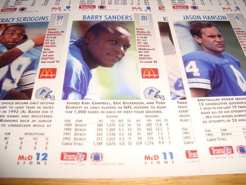 imperforate DETROIT LIONS 1993 FLEER GAMEDAY 18 card set BARRY SANDERS mint FB - Picture 7 of 7