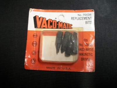 NOS REPLACEMENT BITS #70036 FOR VACO-MATIC SCREWDRIVER #70035 - BITS ONLY