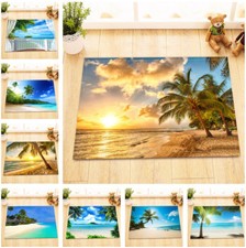 Sunny Beach Palm Trees Landscape Kitchen Bathroom Non-Slip Bath Door Mat Bathmat