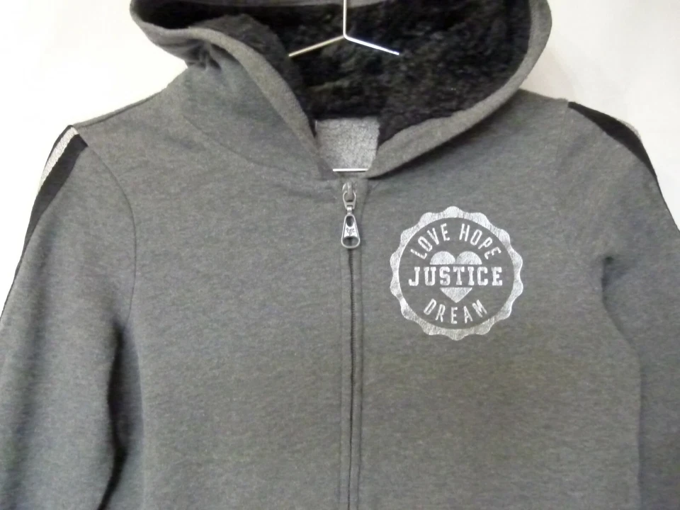 Sudadera con Capucha Justice Girl Piel Sintética Cremallera Completa Logo Gris Talla 12 Foto 2 de 4