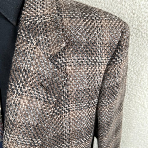 Brioni Roman Style Mens 44L 100% Wool Flannel Brown & Tan Plaid Sport Coat - Picture 3 of 14