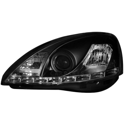 2 x Scheinwerfer für Opel Corsa C 01-06 LED Tagfahrlicht Optik black schwarz  - Bild 1 von 2