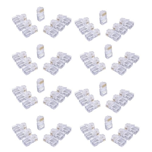 Pack of 100 8P8C Cat6 RJ45 Ethernet Crimp Connectors for Networking Cable