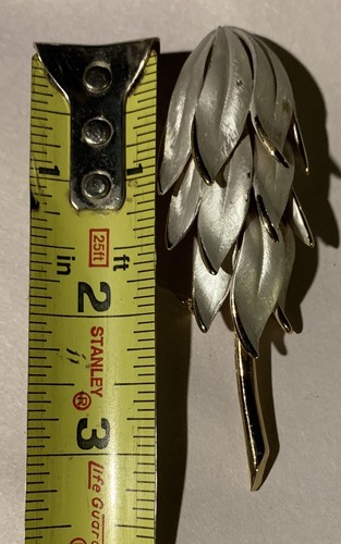 Spilla vintage FIORE con tono argento su oro - grande 3 1/4" - Foto 4 di 4