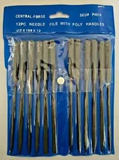 12 Piece Set Precision Needle File Set Assorted Shaped Poly Handles