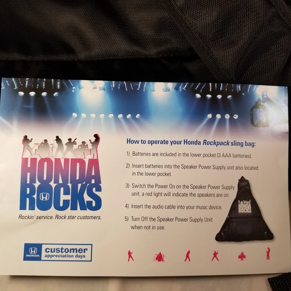 HONDA Customer Appreciation Edición Limitada Mochila Bolso Bandolera con Altavoces MP3 Foto 4 de 4