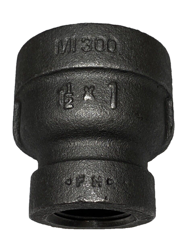 1-1/2" x 1" Reducing Coupling 300# Class Female NPT Black Malleable Iron - Picture 2 of 8