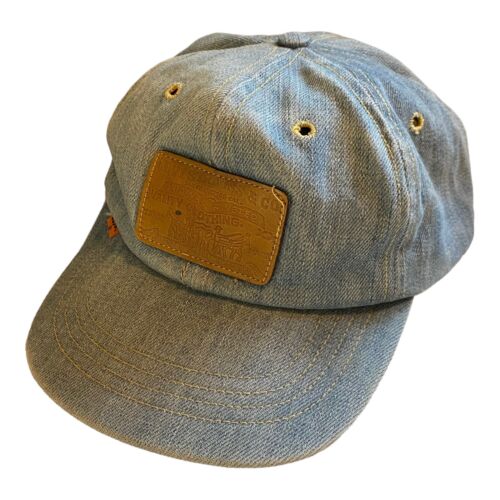 Vintage Levi Strauss Levi’s Denim Leather Patch Orange Tab Strapback Hat Cap - Picture 1 of 11