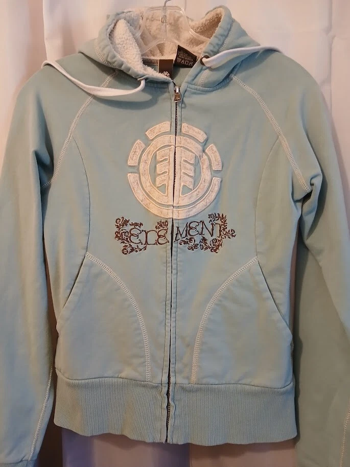 ELEMENT Skater Hoodie Sweatshirt Full Zip up womens S Dusty Blue fleece lined LS - Image 2 of 4