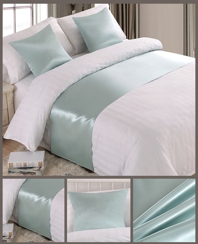 Silk Satin Bed Runner Bed Scarf Solid Color Bedspreads Home Hotel Bedroom Decor - Picture 9 of 15
