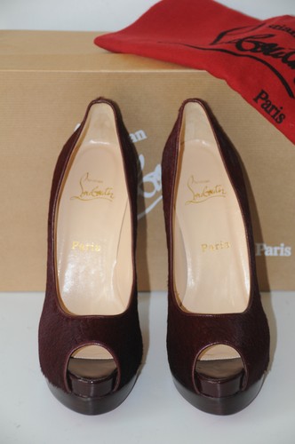 Nuevo Christian Louboutin Altadama 140 Astrakan Rojo Burdeos Pony Zapatos 39.5 - Imagen 4 de 8