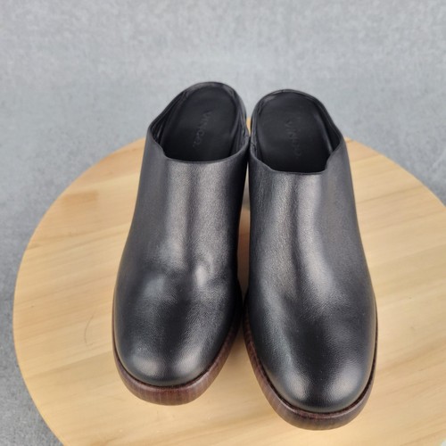 VINCE Womens Navina Platform Clog Leather Mule US 8 M Black Slip Wood 70s Retro - Picture 3 of 10