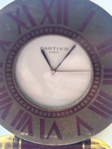 Cartier Brass Enamel Travel Clock Working - Picture 3 of 5