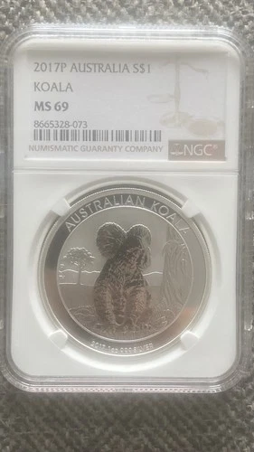 2017 P Australia 1 Oz Koala MS69- Reverse Cameo NGC Beautiful Silver Coin