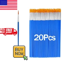 20pcs Painting Brushes Set Nylon Hair Round Flat Acrylic Oil Watercolor Art