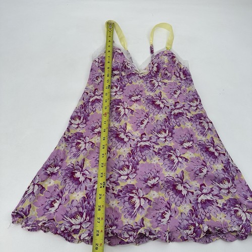 Vintage Betsey Johnson Floral Babydoll Slip Dress In Pink Violet Chiffon Size S - Bild 10 von 11