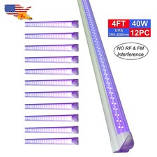 12 Pack 40W UV Led Black Light Bar 4Ft Long with US Plug Single End Power Bulbs