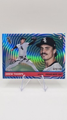 2025 Topps Chrome Platinum Drew Thorpe Blue Vibrations /150 #372 White Sox