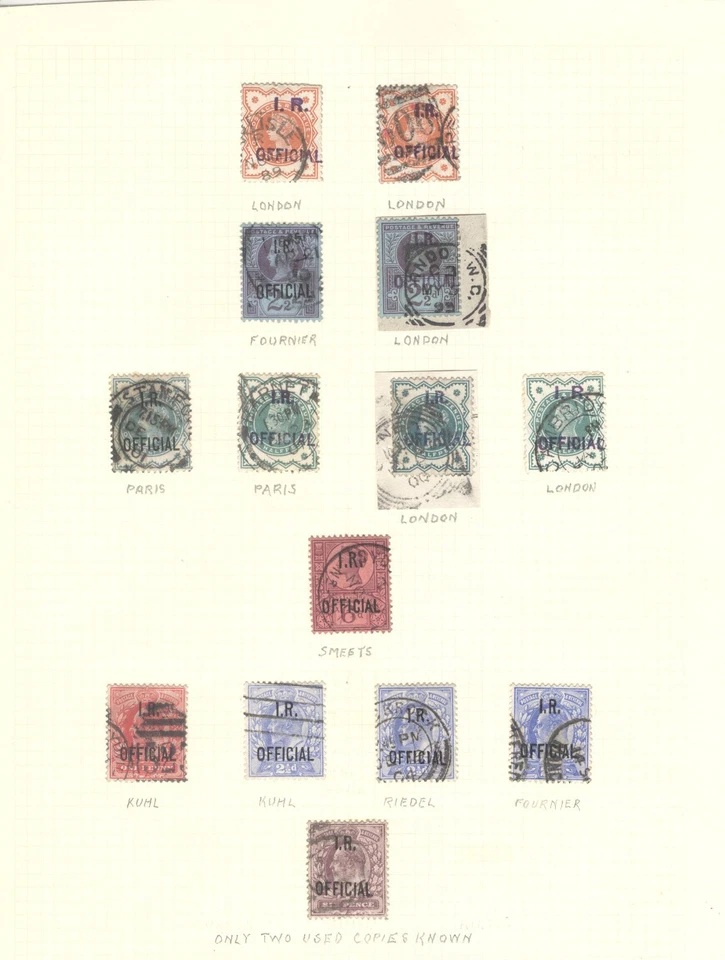 GB OFFICIALS INLAND REVENUE FORGED OVERPRINT COLLECTION, 2 PAGES (928A) - Image 2 of 2