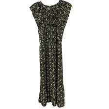 J. Crew Mercantile Black Floral Flutter Sleeve Midi Dress Size M