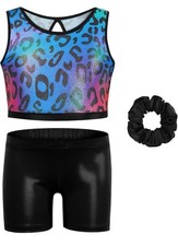 Gogokids Gymnastics Leotards for Girls, Split Kids Glitter Stars Dance 3T-4T