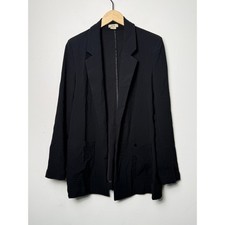 Jason Wu Womens Black Open Front Crepe Blazer Jacket Size Medium Notched Lapel