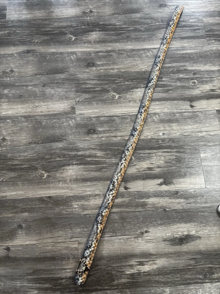 USA Handmade Custom Genuine Python Skin Leather Belt Gold Deer Buckle XL 39"-41" - Image 3 of 4