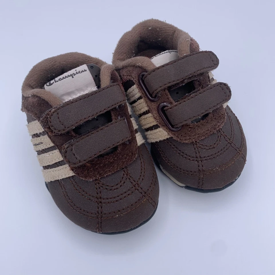 Champion Infantil Bebé Zapatos Marrón/Tostado Gamuza Cuero Tenis Talla 3W Suela Dura Foto 3 de 4