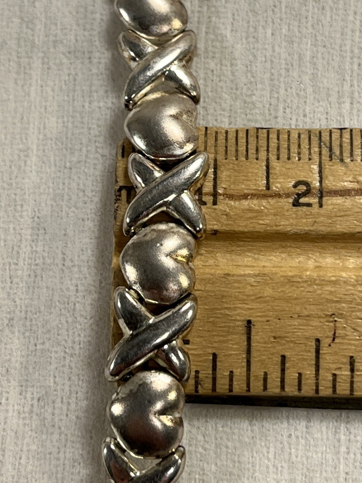 Sterling Silver Bracelet XO Hugs & Kisses 7 Inch 925 Italy -- 2925