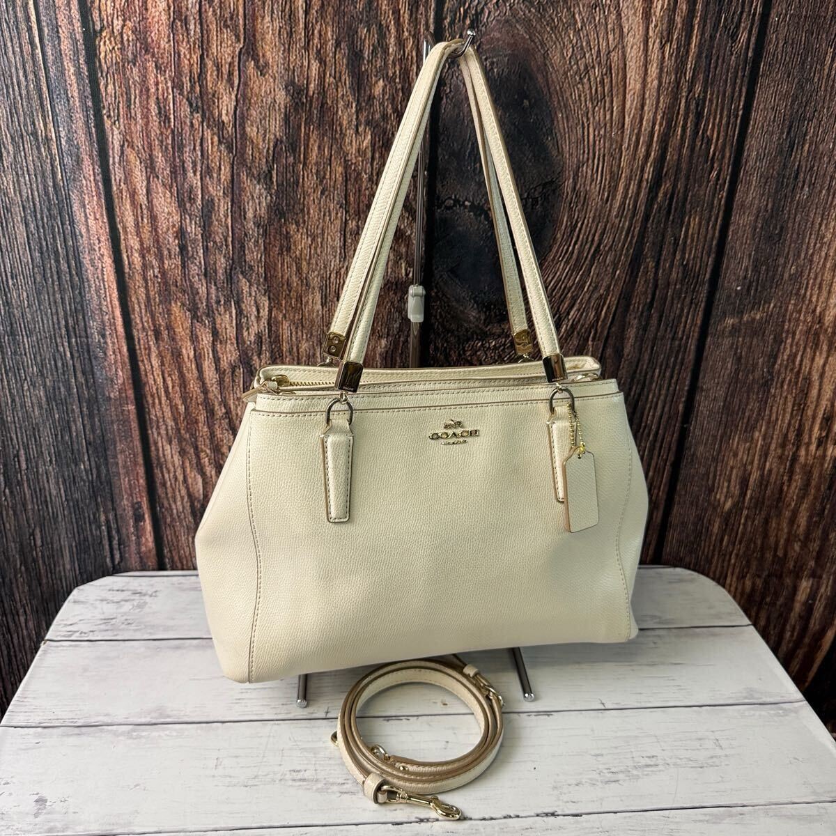 COACH Saffiano Leather Shoulder Bag with Gold Hardware