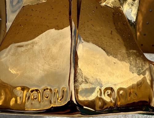 Rare Vintage 80s Jaru 18k GOLD RAMS HEAD Ceramic Statue, Hollywood Regency Sheep - Bild 7 von 12