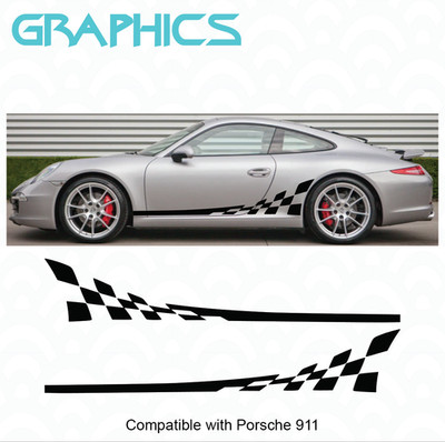 Passend für Porsche 911 Seiten Karo Wave Style Grafikstreifen 911 996 997 991 993 992