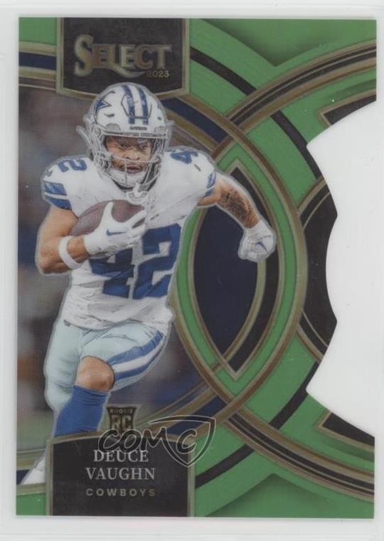 2023 Select Premier Level Neon Green Prizm Die-Cut /499 Deuce Vaughn Rookie RC