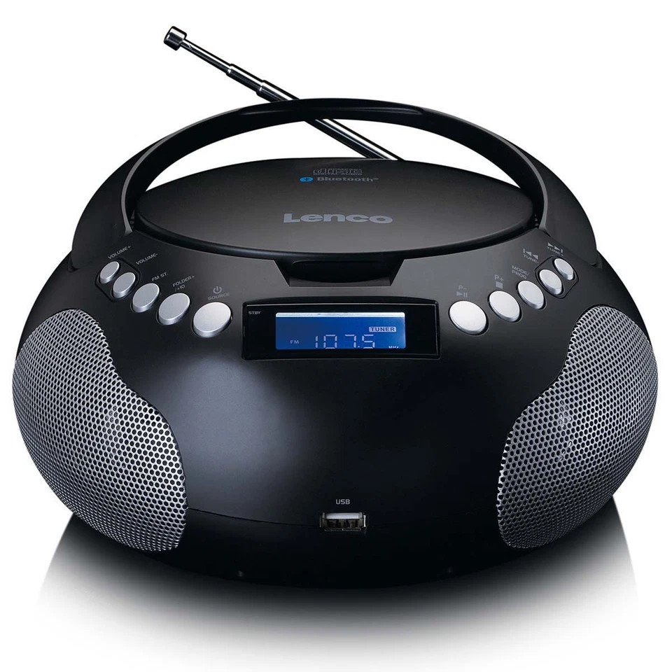 Lenco SCD-331BK - Tragbares FM-Radio mit CD/MP3-Player - Bluetooth® - USB-Eingan