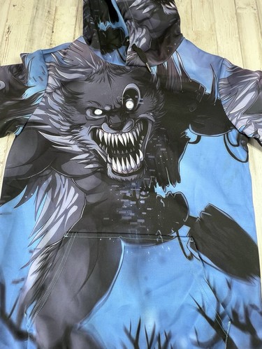 Sudadera con Capucha Fina Wolf Man 3D Azul Negro Novedad Diseño Scary Wolf (Talla Grande) - Imagen 2 de 14