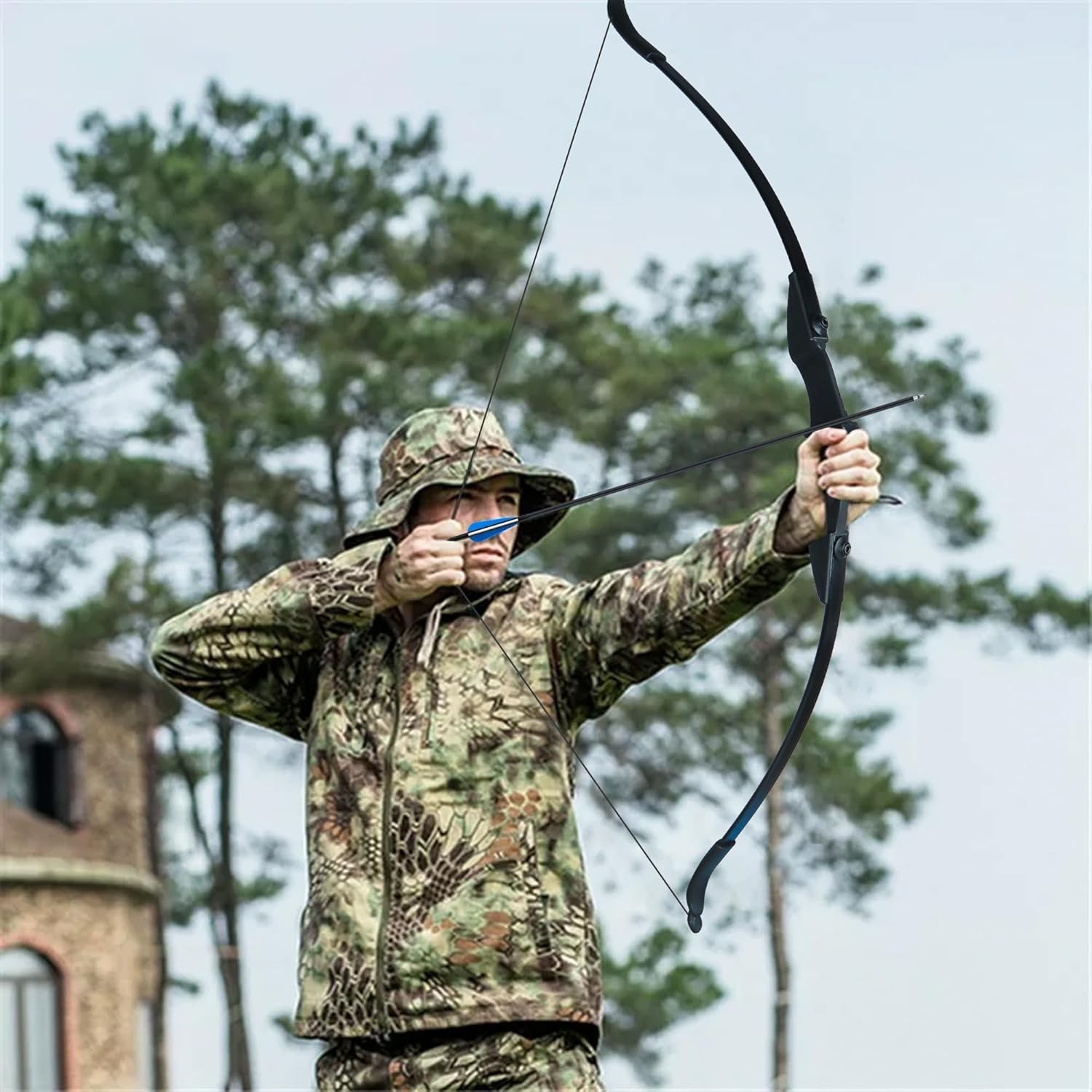 Arco recurvo set flechas desmontable adultos 40lbs uso manos izquierda derecha