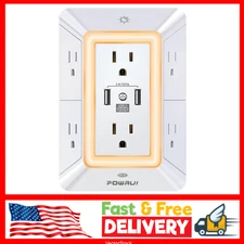 Multi Plug Outlet Surge Protector - POWRUI 6 Outlet Extender with 3 USB Ports...