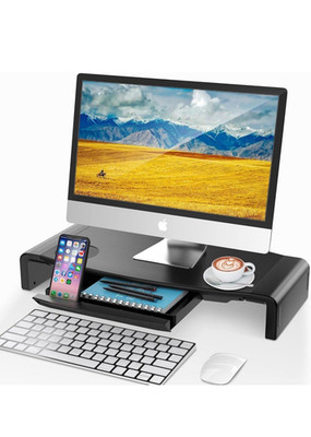 Foldable Monitor Stand Riser with Drawer Height Adjustable