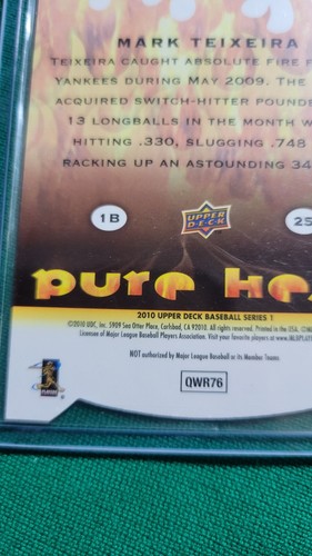 2010 Upper Deck Pure Heat #PH-11 Mark Teixeira New York Yankees - Bild 4 von 4