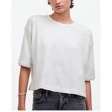 Madewell White Relaxed Boxy Tee Crew Neck Short Sleeve Top Medium NWT