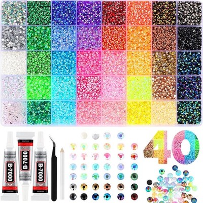 32000pcs 40 Farben Gelee Strass für Bedazzling, 3mm Mehrfarbiges Harz Flatba